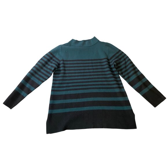 Apt.9 Womens Striped Sweater Teal & Black Mock Turtle XL - Picture 1 of 9